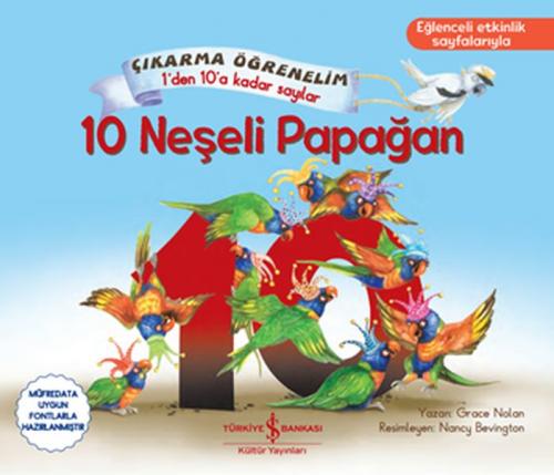 Kurye Kitabevi - 10 Neşeli Papağan - Çıkartma Öğrenelim 1'den 10'a Kad