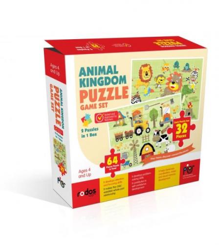 Kurye Kitabevi - Animal Kingdom Game Set - 2 Puzzles in 1 Box - 64 Pie