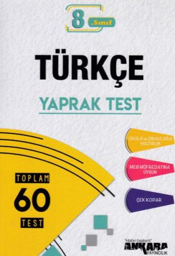 Kurye Kitabevi - Ankara 8. Sınıf Türkçe Yaprak Test Yeni