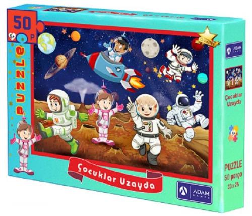 Kurye Kitabevi - Çocuklar Uzayda 50 Parça Puzzle 33x25