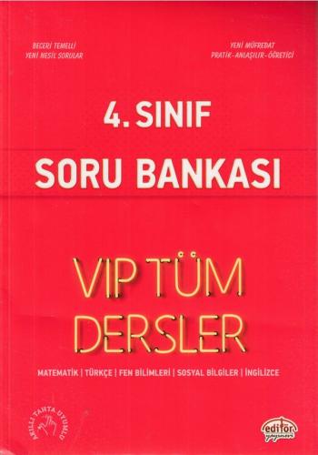 Kurye Kitabevi - Editör 4. Sınıf VİP Tüm Dersler Soru Bankası-Kırmızı 