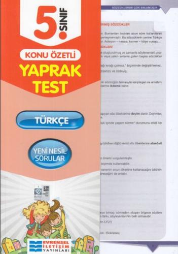 Kurye Kitabevi - Evrensel 5. Sınıf Türkçe Konu Özetli Yaprak Test YENİ