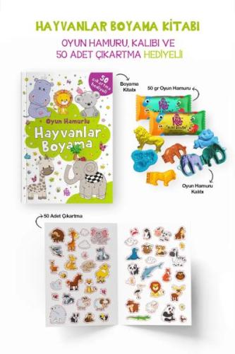 Kurye Kitabevi - Hayvanlar Boyama Kitabı - Oyun Hamurlu - 3 Yaş +