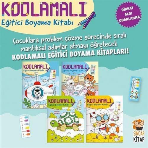 Kurye Kitabevi - Kodlamalı Eğitici Boyama Kitabı 4-6 Yaş (4 Kitap Takı