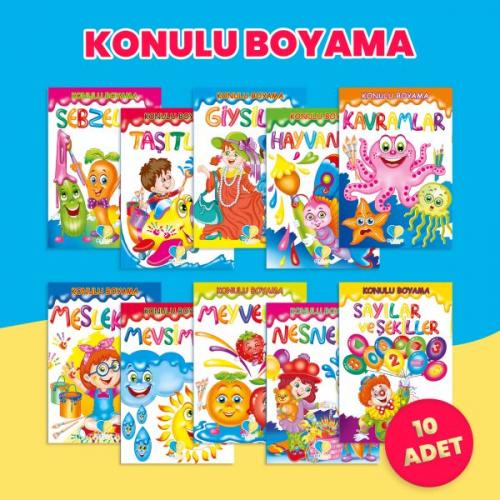 Kurye Kitabevi - Konulu Boyama Kitapları Seti 10 Kitap