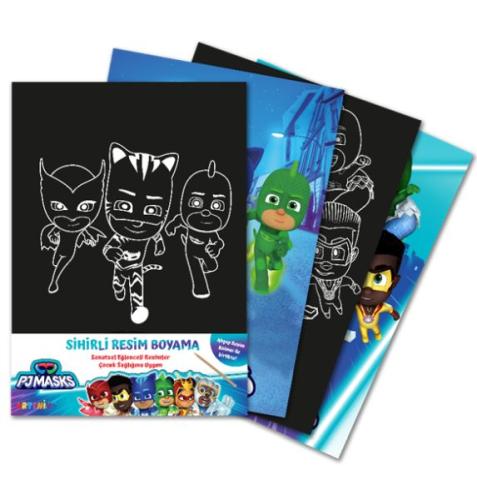 Kurye Kitabevi - Pjmasks Sihirli Resim Boyama – Ahşap Kalem Hediyeli