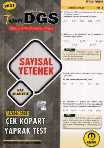 Kurye Kitabevi - Tasarı DGS Sayısal Yetenek Çek Kopart Yaprak Test 202