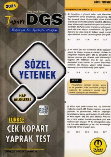 Kurye Kitabevi - Tasarı DGS Sözel Yetenek Çek Kopart Yaprak Test 2021-